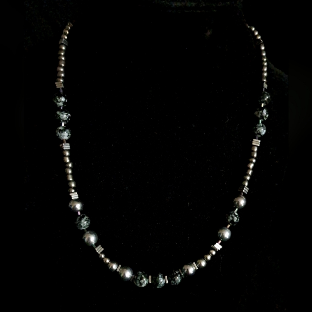 Black and silver beaded necklace